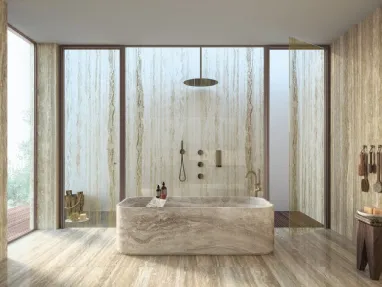 Porta per interni Vitra Battente Travertino in Vetro con telaio in alluminio di Henry Glass