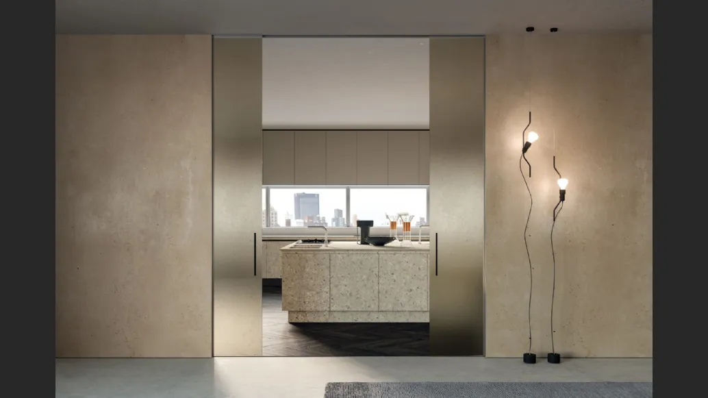 Porta per interni Vitra a Scomparsa con decoro Full Plaster di Henry Glass