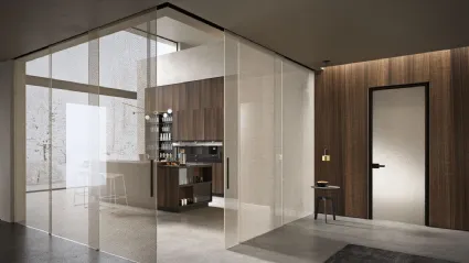 Porta per interni Vitra Scorrevole angolare con decoro Matisse di Henry Glass