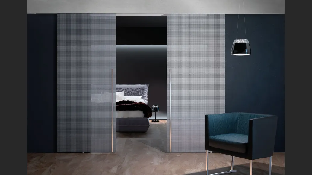 Porta per interni Vitra Scorrevole in Vetro decoro Oxford di Henry Glass