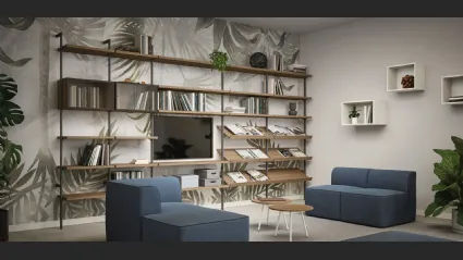 Mobile Ufficio Libreria componibile Uniko in melaminico Noce Naturale di Cinquanta3
