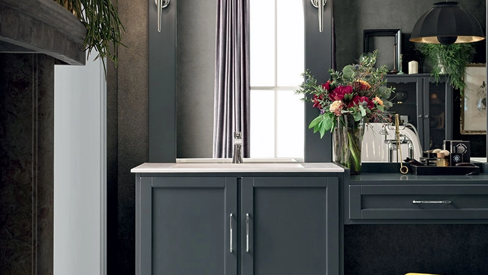 Mobile da Bagno York 02 in laccato Fumo di Londra di Cerasa