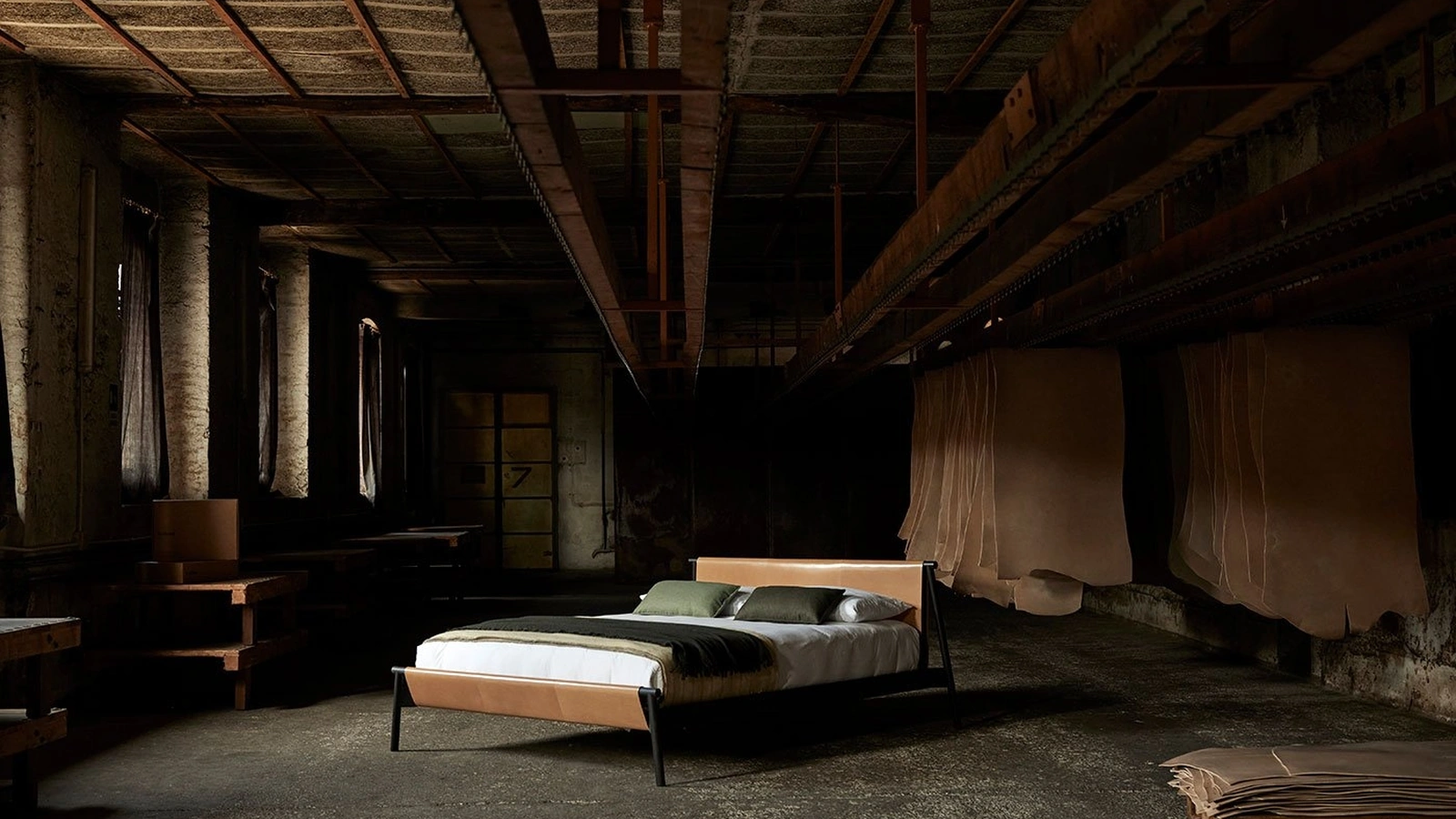 Letto matrimoniale Jack-e Cuoio di Bolzan Letti