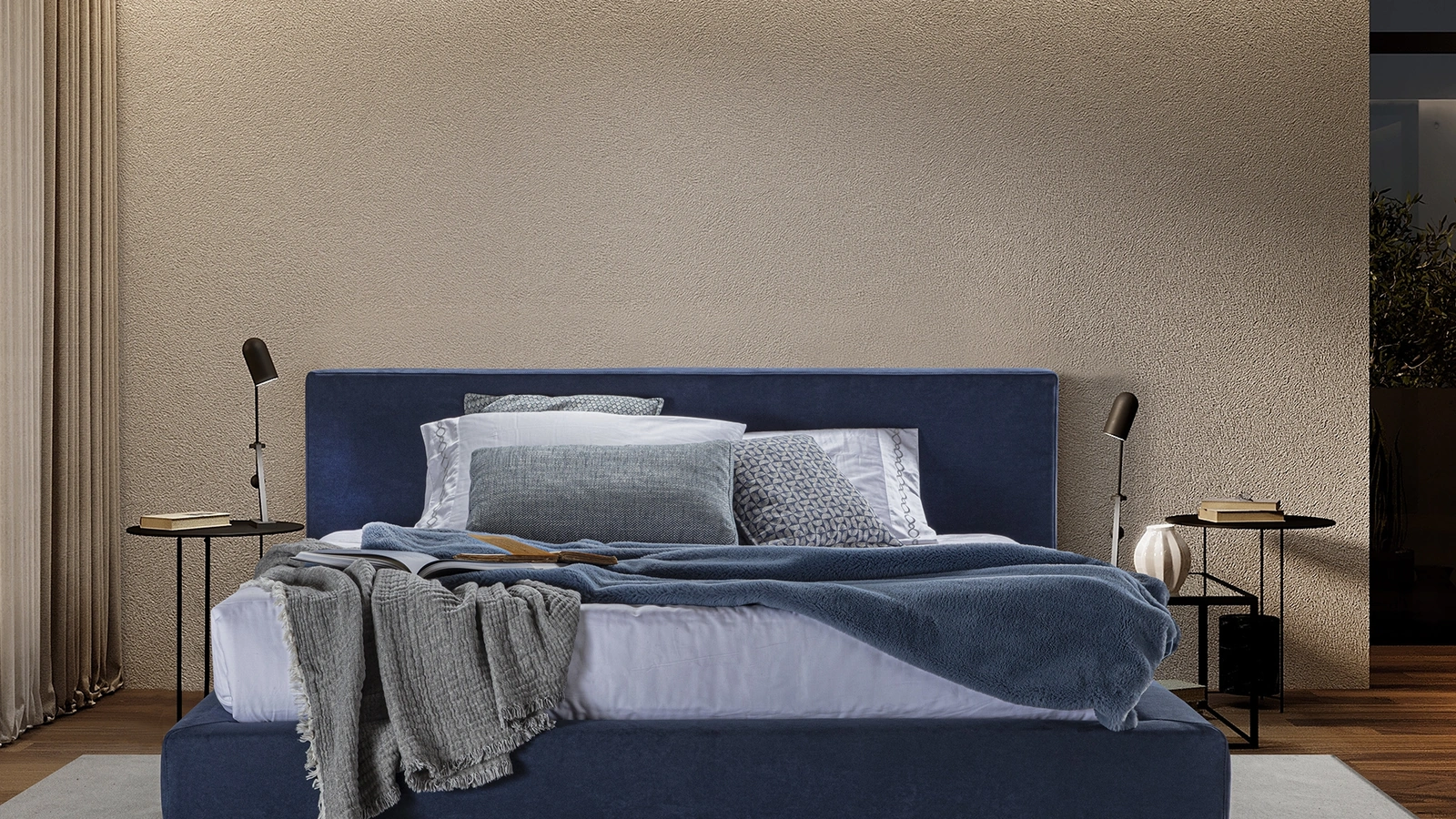 Letto matrimoniale imbottito Miami di Flexstyle