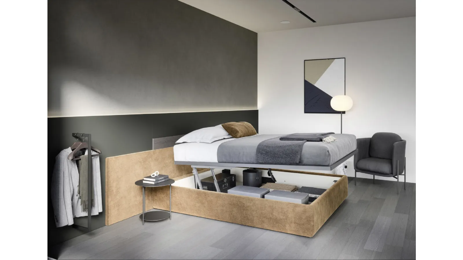 Letto Testiera Time con contenitore di Novamobili