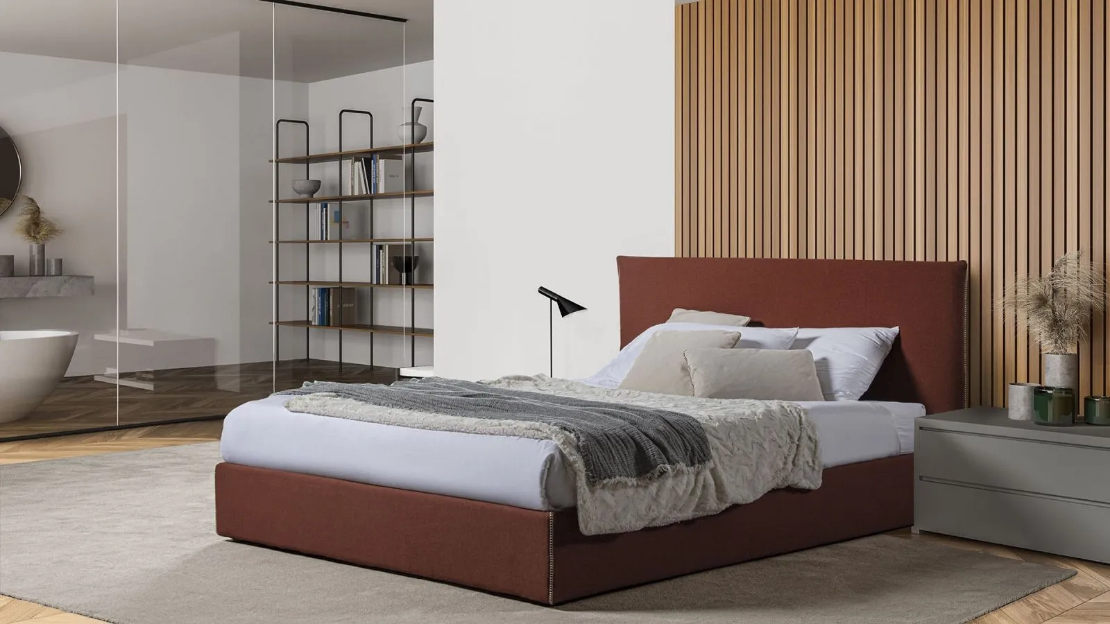 Letto in tessuto con box contenitore Varenne di Flexstyle