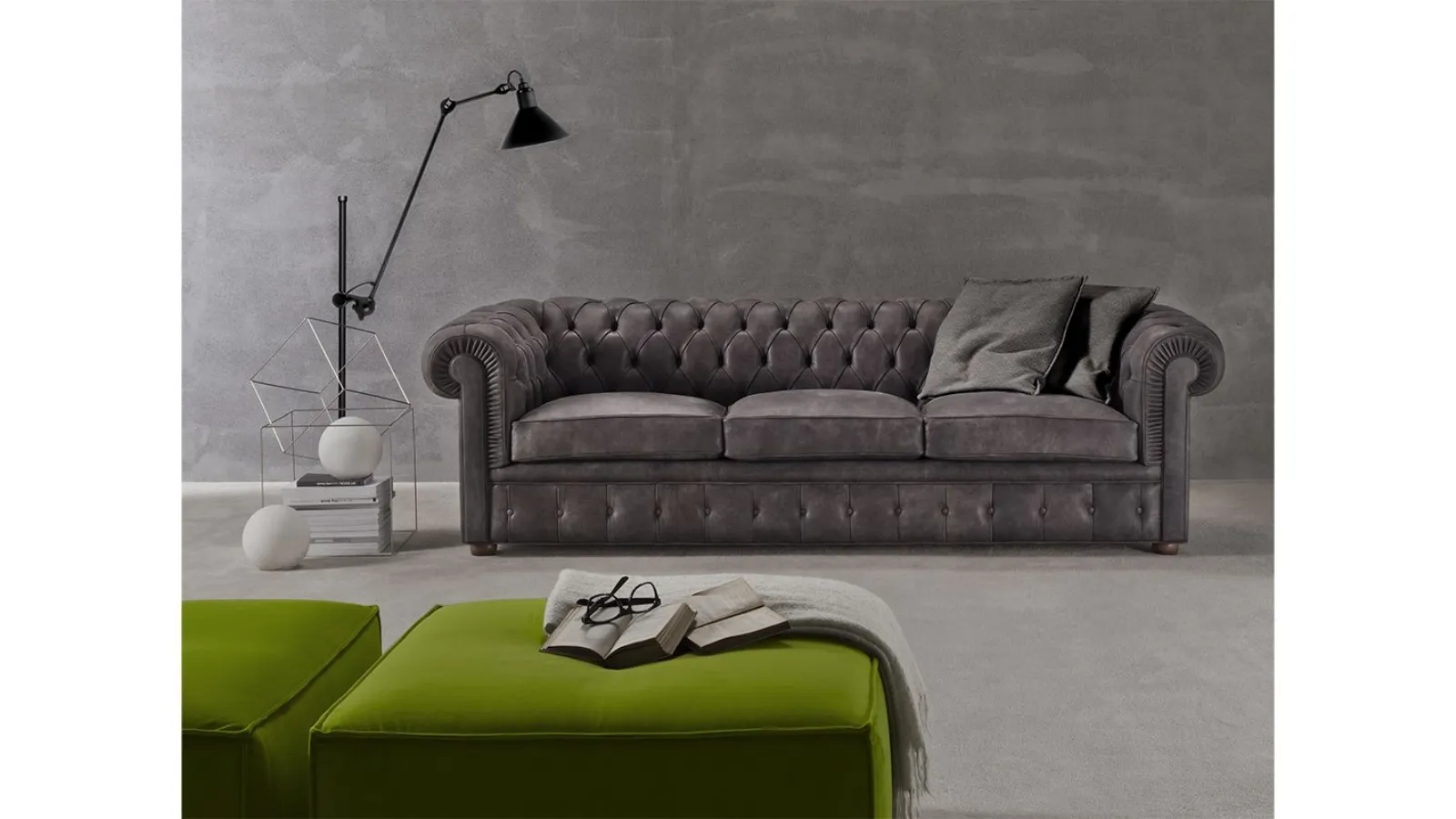 Divano lineare in pelle lavorazione capitonné Chester Nyx di Flexstyle