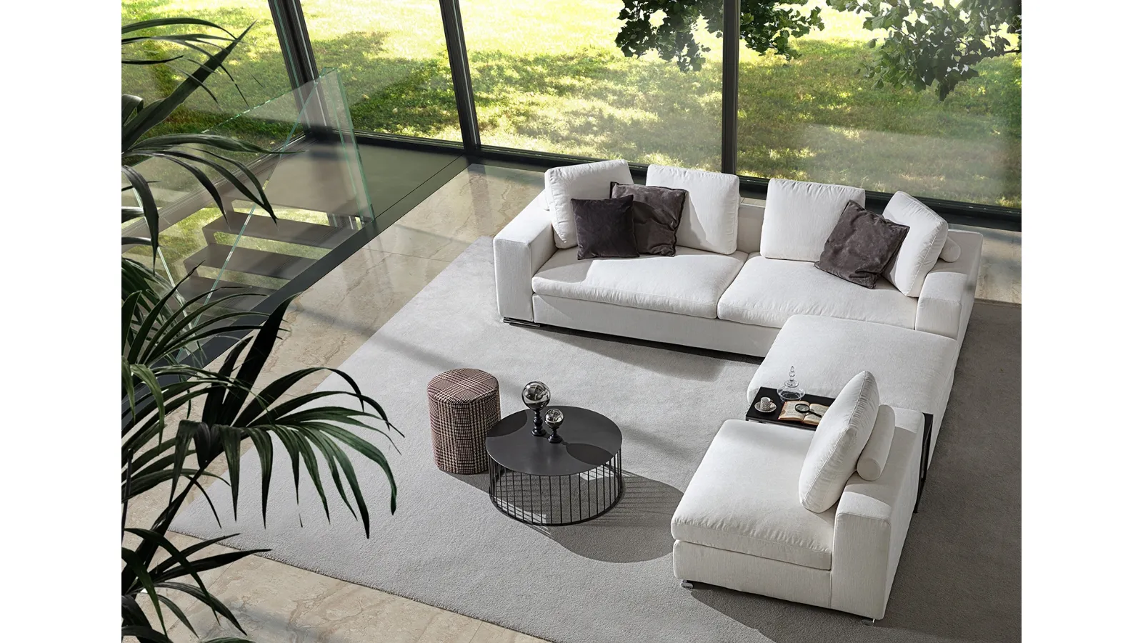 Divano angolare in tessuto Butterfly di Flexstyle