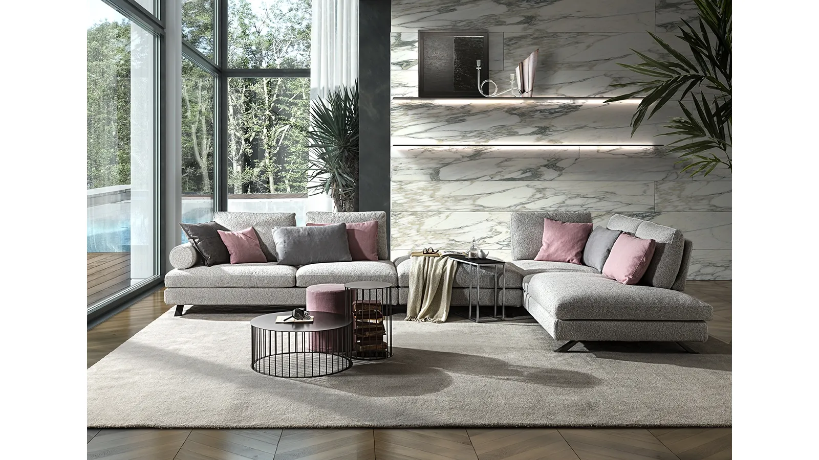 Divano angolare componibile in tessuto Il Volo di Flexstyle