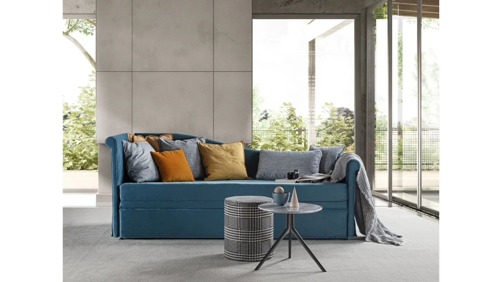 Divano letto lineare in tessuto Matthew di Flexstyle