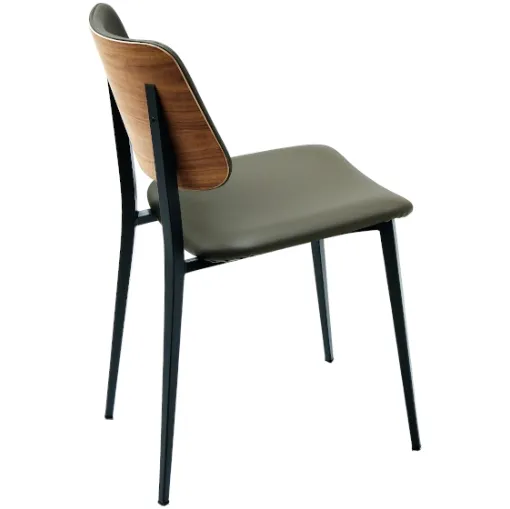 Sedia Joe S M TS/L in legno con rivestimento in pelle di Midj