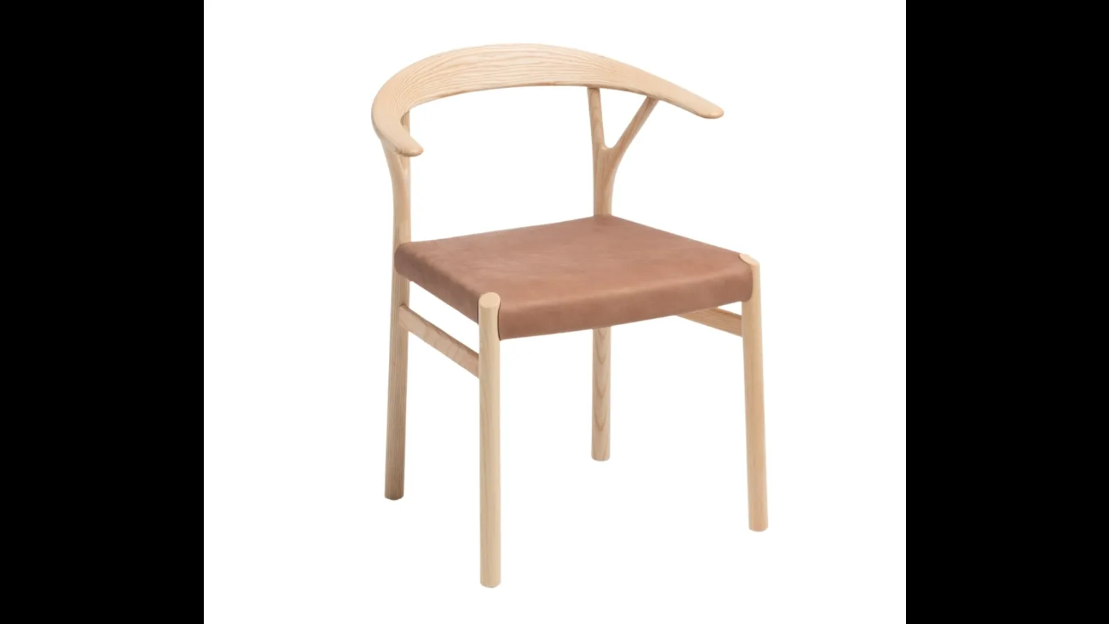 Sedia Oslo in legno con seduta in cuoio di Midj