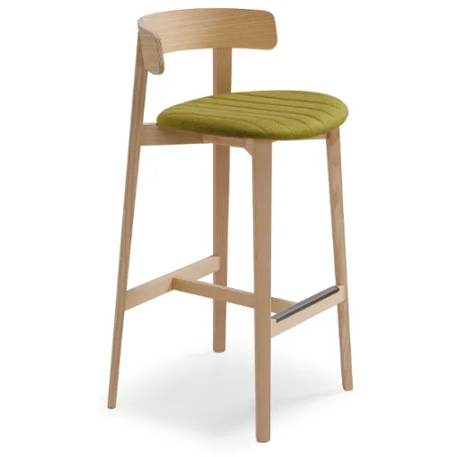 Sgabello Maya in legno con seduta imbottita di Midj