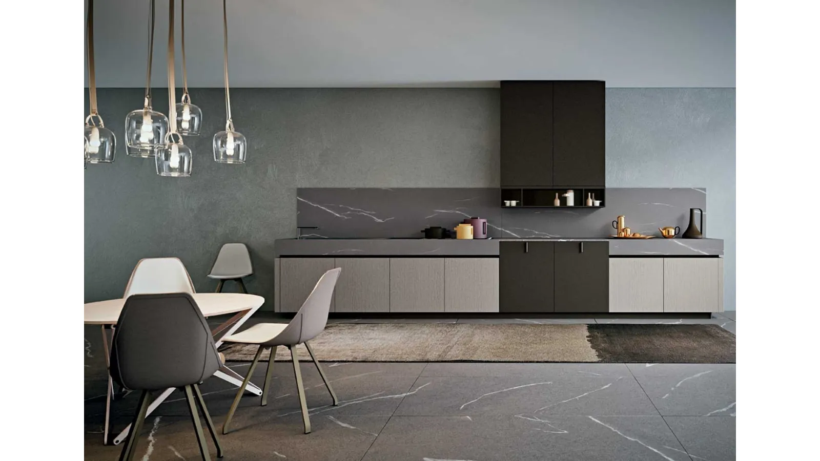 Cucina Moderna Area 22 Gola lineare in essenza Rovere e laccato opaco di Dibiesse