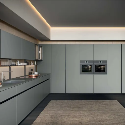 Cucina Moderna GI30 angolare in laccato Grigio opaco di Dibiesse