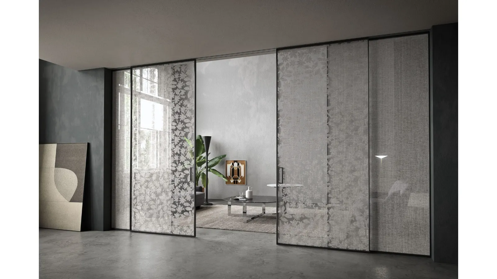 Porta per interni Manhattan Scorrevole Arabesco Lino di Henry Glass