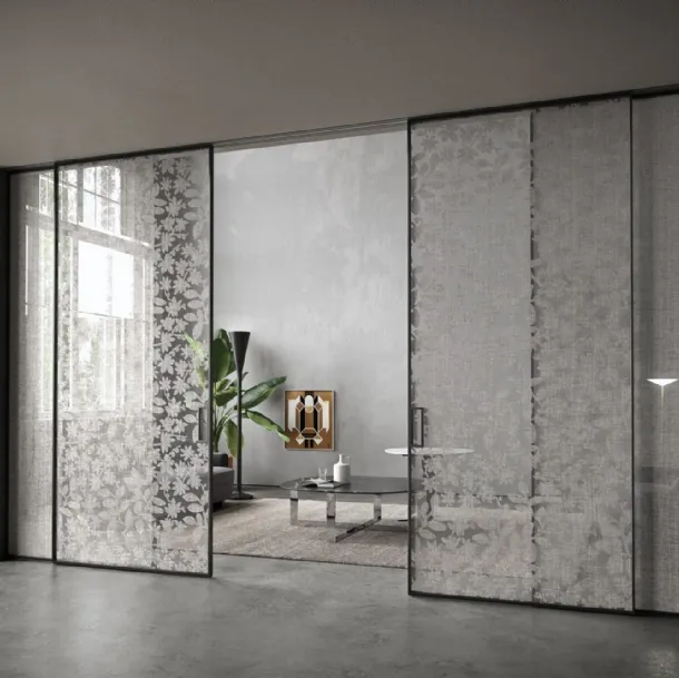 Porta per interni Manhattan Scorrevole Arabesco Lino di Henry Glass