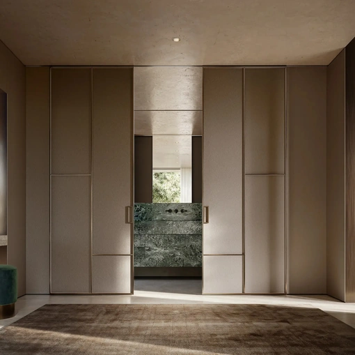 Porta per interni Manhattan Up Scorrevole in pelle di Henry Glass