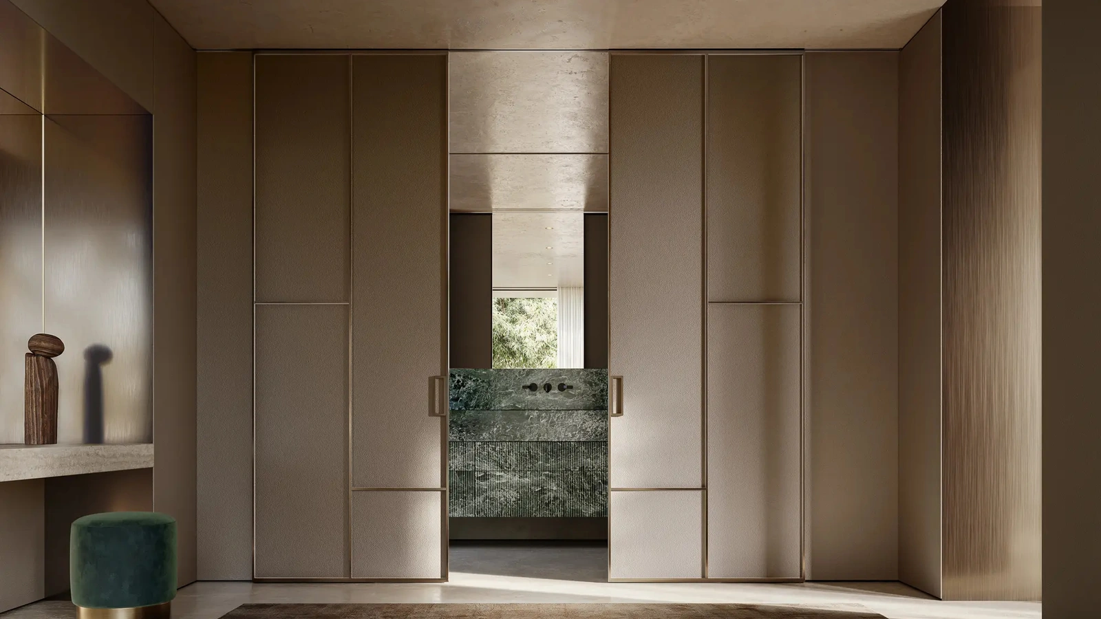 Porta per interni Manhattan Up Scorrevole in pelle di Henry Glass