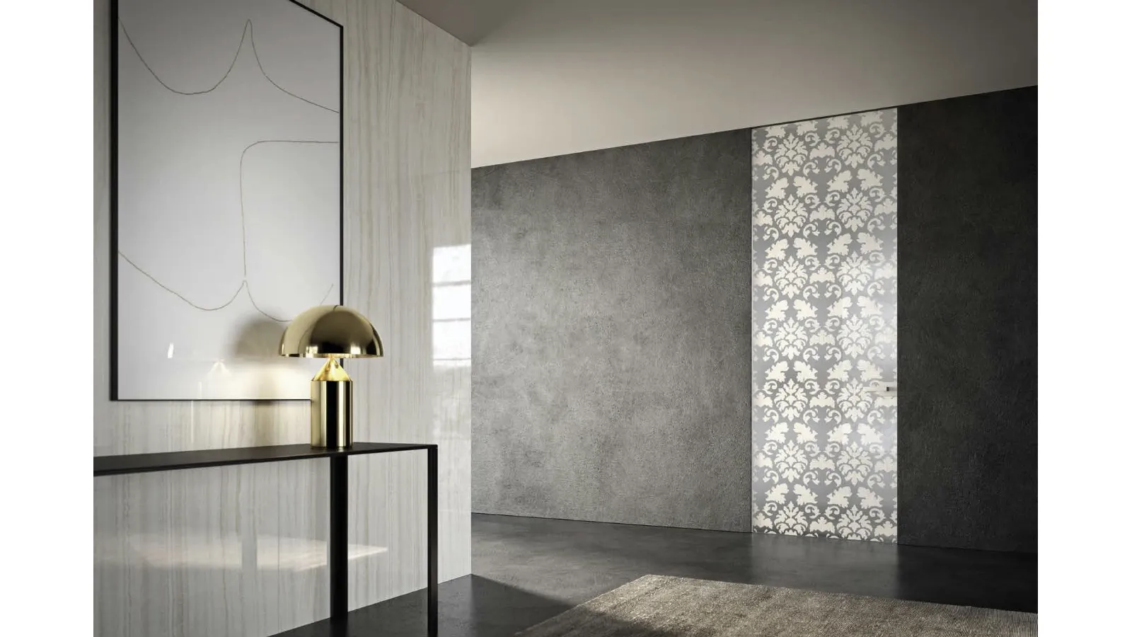 Porta per interni Vitra Battente su stipite Plain in vetro con decoro di Henry Glass