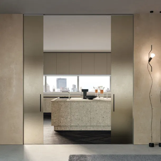 Porta per interni Vitra a Scomparsa con decoro Full Plaster di Henry Glass